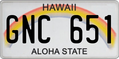 HI license plate GNC651