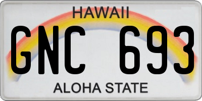 HI license plate GNC693