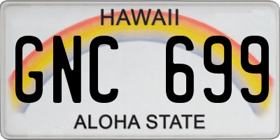 HI license plate GNC699