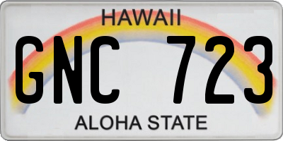 HI license plate GNC723