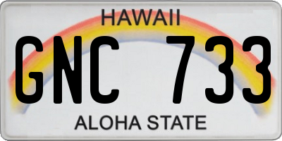 HI license plate GNC733