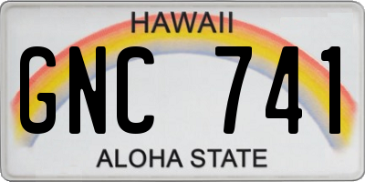 HI license plate GNC741