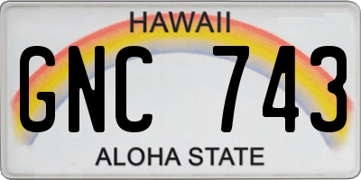 HI license plate GNC743
