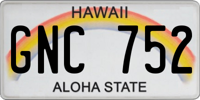HI license plate GNC752