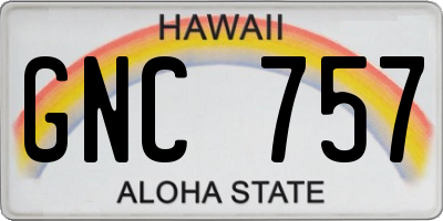 HI license plate GNC757