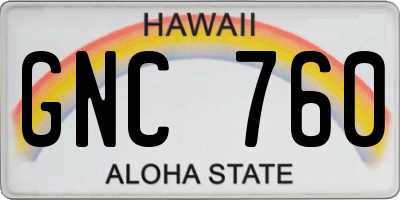HI license plate GNC760