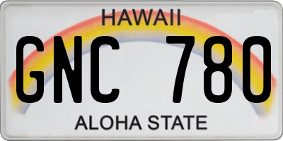 HI license plate GNC780