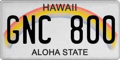 HI license plate GNC800