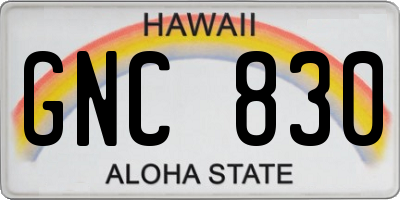 HI license plate GNC830