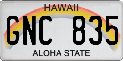 HI license plate GNC835
