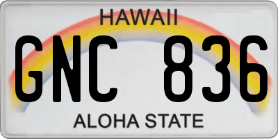 HI license plate GNC836