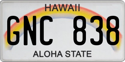 HI license plate GNC838