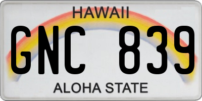 HI license plate GNC839