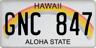 HI license plate GNC847