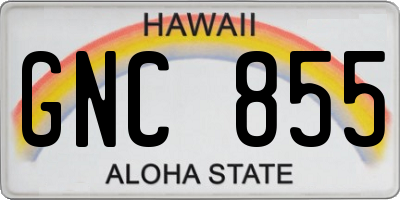 HI license plate GNC855