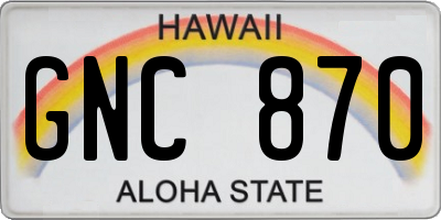 HI license plate GNC870