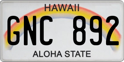 HI license plate GNC892