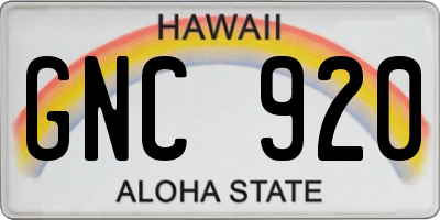 HI license plate GNC920
