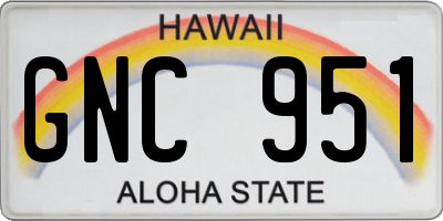 HI license plate GNC951
