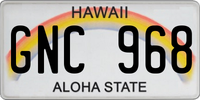 HI license plate GNC968