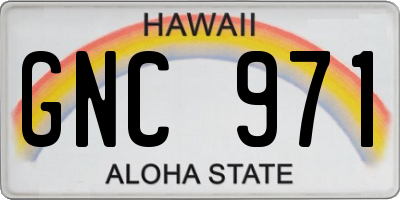 HI license plate GNC971