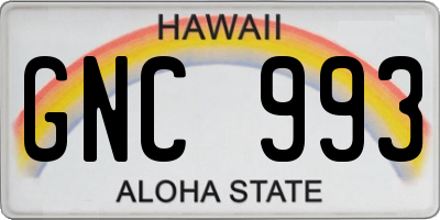 HI license plate GNC993