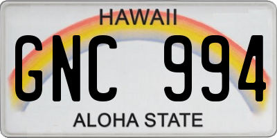 HI license plate GNC994