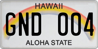 HI license plate GND004