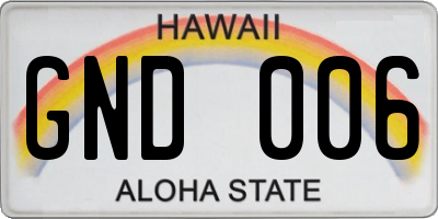 HI license plate GND006