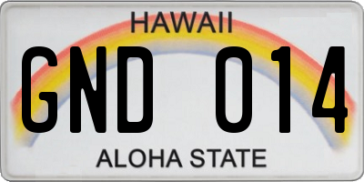 HI license plate GND014