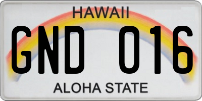 HI license plate GND016