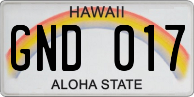 HI license plate GND017