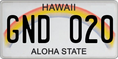 HI license plate GND020