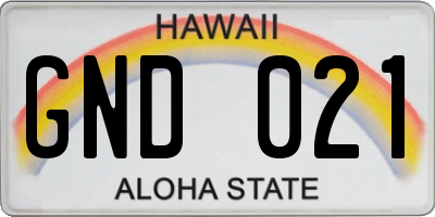 HI license plate GND021