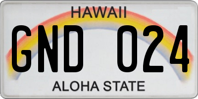 HI license plate GND024