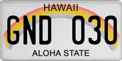 HI license plate GND030