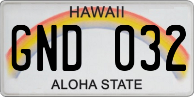 HI license plate GND032