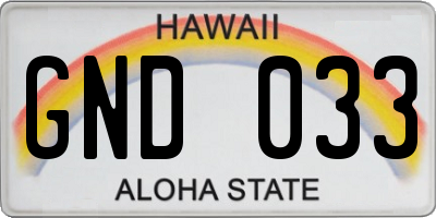 HI license plate GND033