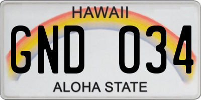 HI license plate GND034