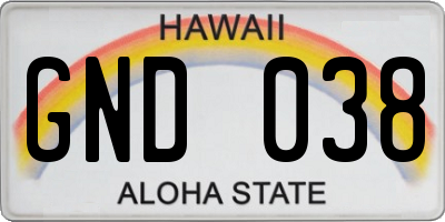 HI license plate GND038