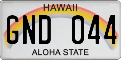 HI license plate GND044