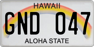 HI license plate GND047