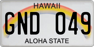 HI license plate GND049