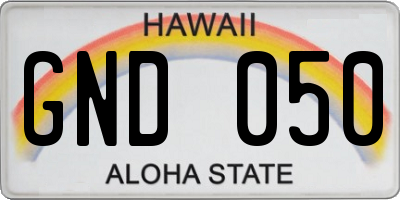 HI license plate GND050