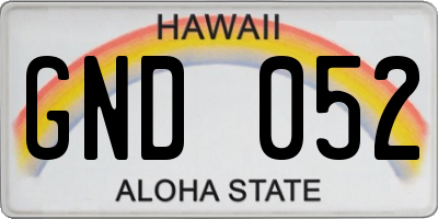 HI license plate GND052