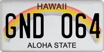 HI license plate GND064