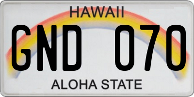 HI license plate GND070