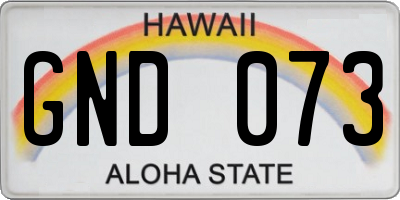 HI license plate GND073