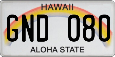 HI license plate GND080