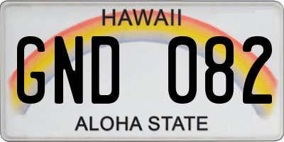 HI license plate GND082